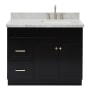 Ariel Hamlet 42" Free Standing Single Basin Vanity Set with Cabinet and Marble Vanity Top Black / Carrara White Top