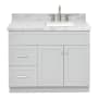 Ariel Hamlet 42" Free Standing Single Basin Vanity Set with Cabinet and Marble Vanity Top Grey / Carrara White Top