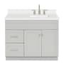 Ariel Hamlet 43" Free Standing Single Basin Vanity Set with Cabinet and Quartz Vanity Top Grey / Pure White Top