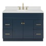 Ariel Hamlet 48" Free Standing Single Basin Vanity Set with Cabinet, Quartz Vanity Top, and Oval Bathroom Sink Midnight Blue