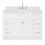 Ariel Hamlet 48" Free Standing Single Basin Vanity Set with Cabinet, Quartz Vanity Top, and Oval Bathroom Sink White