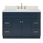 Ariel Hamlet 48" Free Standing Single Basin Vanity Set with Cabinet, Quartz Vanity Top, and Rectangular Bathroom Sink Midnight Blue
