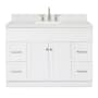 Ariel Hamlet 48" Free Standing Single Basin Vanity Set with Cabinet, Quartz Vanity Top, and Rectangular Bathroom Sink White