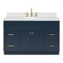 Ariel Hamlet 54" Free Standing Single Basin Vanity Set with Cabinet, Quartz Vanity Top, and Oval Bathroom Sink Midnight Blue