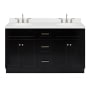 Ariel Hamlet 60" Free Standing Double Basin Vanity Set with Cabinet, Quartz Vanity Top, and Oval Bathroom Sinks Black