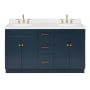 Ariel Hamlet 60" Free Standing Double Basin Vanity Set with Cabinet, Quartz Vanity Top, and Oval Bathroom Sinks Midnight Blue