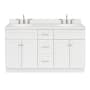 Ariel Hamlet 60" Free Standing Double Basin Vanity Set with Cabinet, Quartz Vanity Top, and Oval Bathroom Sinks White