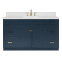 Ariel Hamlet 60" Free Standing Single Basin Vanity Set with Cabinet, Quartz Vanity Top, and Rectangular Bathroom Sink Midnight Blue