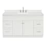 Ariel Hamlet 60" Free Standing Single Basin Vanity Set with Cabinet, Quartz Vanity Top, and Rectangular Bathroom Sink White