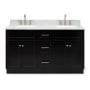 Ariel Hamlet 61" Free Standing Double Basin Vanity Set with Cabinet and Marble Vanity Top Black / Carrara White Top