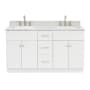 Ariel Hamlet 61" Free Standing Double Basin Vanity Set with Cabinet and Marble Vanity Top White / Carrara White Top