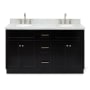 Ariel Hamlet 61" Free Standing Double Basin Vanity Set with Cabinet and Marble Vanity Top Black / Carrara White Top