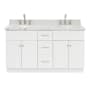 Ariel Hamlet 61" Free Standing Double Basin Vanity Set with Cabinet and Marble Vanity Top White / Carrara White Top