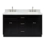 Ariel Hamlet 61" Free Standing Double Basin Vanity Set with Cabinet and Marble Vanity Top Black / Carrara White Top