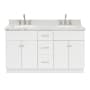 Ariel Hamlet 61" Free Standing Double Basin Vanity Set with Cabinet and Marble Vanity Top White / Carrara White Top