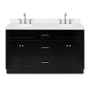 Ariel Hamlet 60" Free Standing Double Basin Vanity Set with Cabinet and Quartz Vanity Top Black / Pure White Top