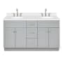 Ariel Hamlet 60" Free Standing Double Basin Vanity Set with Cabinet and Quartz Vanity Top Grey / Pure White Top