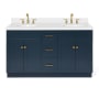 Ariel Hamlet 60" Free Standing Double Basin Vanity Set with Cabinet and Quartz Vanity Top Midnight Blue / Pure White Top