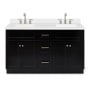 Ariel Hamlet 60" Free Standing Double Basin Vanity Set with Cabinet and Quartz Vanity Top Black / Pure White Top