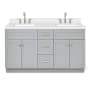 Ariel Hamlet 60" Free Standing Double Basin Vanity Set with Cabinet and Quartz Vanity Top Grey / Pure White Top