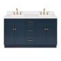 Ariel Hamlet 60" Free Standing Double Basin Vanity Set with Cabinet and Quartz Vanity Top Midnight Blue / Pure White Top