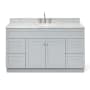Ariel Hamlet 60" Free Standing Single Basin Vanity Set with Cabinet and Marble Vanity Top Grey / Carrara White Top