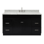 Ariel Hamlet 61" Free Standing Single Basin Vanity Set with Cabinet and Marble Vanity Top Black / Carrara White Top