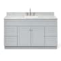 Ariel Hamlet 61" Free Standing Single Basin Vanity Set with Cabinet and Marble Vanity Top Grey / Carrara White Top
