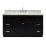 Ariel Hamlet 60" Free Standing Single Basin Vanity Set with Cabinet and Marble Vanity Top Black / Carrara White Top