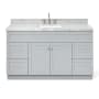 Ariel Hamlet 60" Free Standing Single Basin Vanity Set with Cabinet and Marble Vanity Top Grey / Carrara White Top