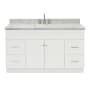Ariel Hamlet 60" Free Standing Single Basin Vanity Set with Cabinet and Marble Vanity Top White / Carrara White Top