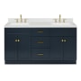 Ariel Hamlet 66" Free Standing Double Basin Vanity Set with Cabinet, Quartz Vanity Top, and Rectangular Bathroom Sinks Midnight Blue