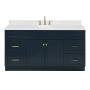 Ariel Hamlet 66" Free Standing Single Basin Vanity Set with Cabinet, Quartz Vanity Top, and Oval Bathroom Sink Midnight Blue