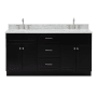 Ariel Hamlet 67" Free Standing Double Basin Vanity Set with Cabinet and Marble Vanity Top Black