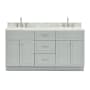 Ariel Hamlet 67" Free Standing Double Basin Vanity Set with Cabinet and Marble Vanity Top Grey