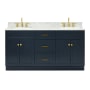 Ariel Hamlet 67" Free Standing Double Basin Vanity Set with Cabinet and Marble Vanity Top Midnight Blue