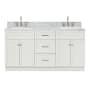 Ariel Hamlet 67" Free Standing Double Basin Vanity Set with Cabinet and Marble Vanity Top White