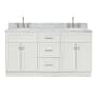 Ariel Hamlet 66" Free Standing Double Basin Vanity Set with Cabinet and Marble Vanity Top White
