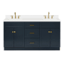 Ariel Hamlet 67" Free Standing Double Basin Vanity Set with Cabinet and Quartz Vanity Top Midnight Blue