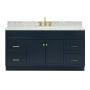 Ariel Hamlet 67" Free Standing Single Basin Vanity Set with Cabinet and Marble Vanity Top Midnight Blue