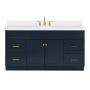 Ariel Hamlet 66" Free Standing Single Basin Vanity Set with Cabinet and Quartz Vanity Top Midnight Blue