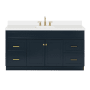 Ariel Hamlet 66" Free Standing Single Basin Vanity Set with Cabinet and Quartz Vanity Top Midnight Blue