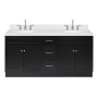 Ariel Hamlet 72" Free Standing Double Basin Vanity Set with Cabinet, Quartz Vanity Top, and Oval Bathroom Sinks Black
