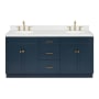 Ariel Hamlet 72" Free Standing Double Basin Vanity Set with Cabinet, Quartz Vanity Top, and Oval Bathroom Sinks Midnight Blue