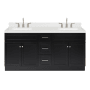 Ariel Hamlet 72" Free Standing Double Basin Vanity Set with Cabinet, Quartz Vanity Top, and Rectangular Bathroom Sinks Black