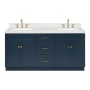 Ariel Hamlet 72" Free Standing Double Basin Vanity Set with Cabinet, Quartz Vanity Top, and Rectangular Bathroom Sinks Midnight Blue