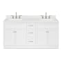 Ariel Hamlet 72" Free Standing Double Basin Vanity Set with Cabinet, Quartz Vanity Top, and Rectangular Bathroom Sinks White