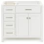 Ariel Bristol 36" Single Free Standing Right Offset Vanity Cabinet Only - Less Vanity Top White
