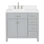 Ariel Bristol 36" Free Standing Single Basin Vanity Set with Cabinet, Quartz Vanity Top, and Rectangular Sink Grey