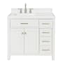 Ariel Bristol 36" Free Standing Single Basin Vanity Set with Cabinet, Quartz Vanity Top, and Rectangular Sink White